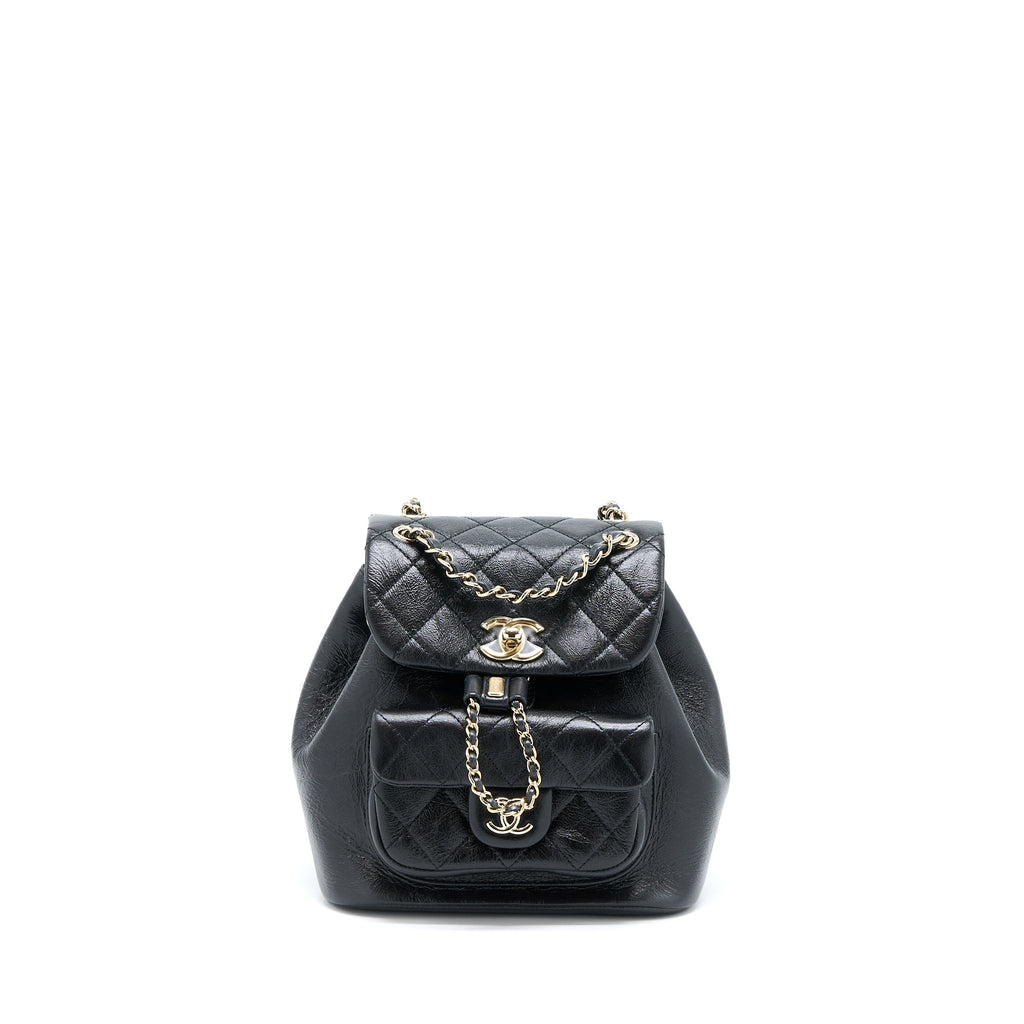 Chanel 22C Mini Duma Backpack Aged Calfskin Black L (Microchip)