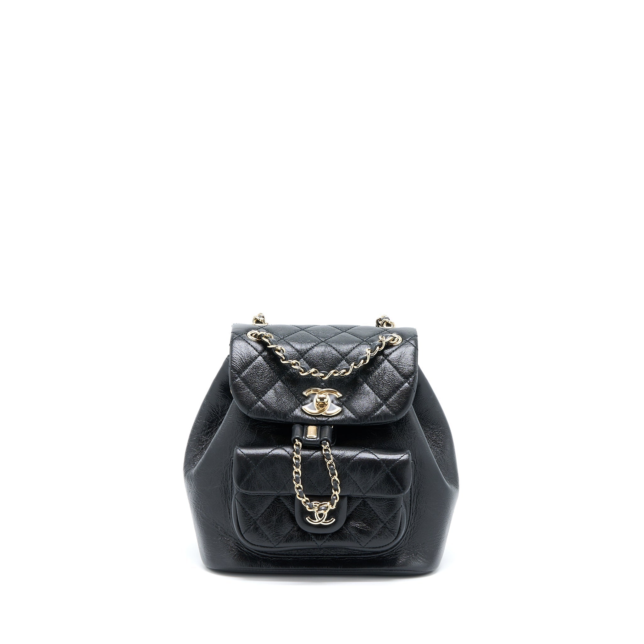 Chanel 22C Mini Duma Backpack Aged Calfskin Black L (Microchip)