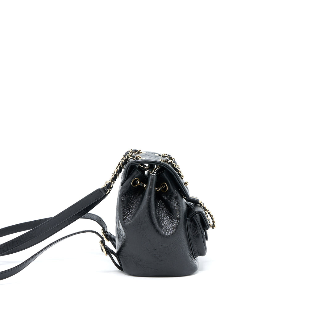 Chanel 22C Mini Duma Backpack Aged Calfskin Black L (Microchip)