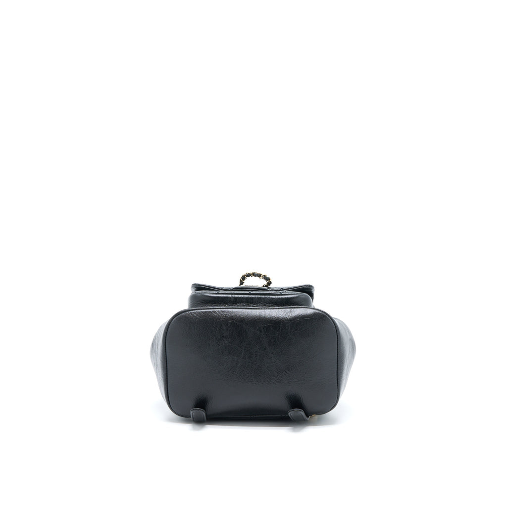 Chanel 22C Mini Duma Backpack Aged Calfskin Black L (Microchip)