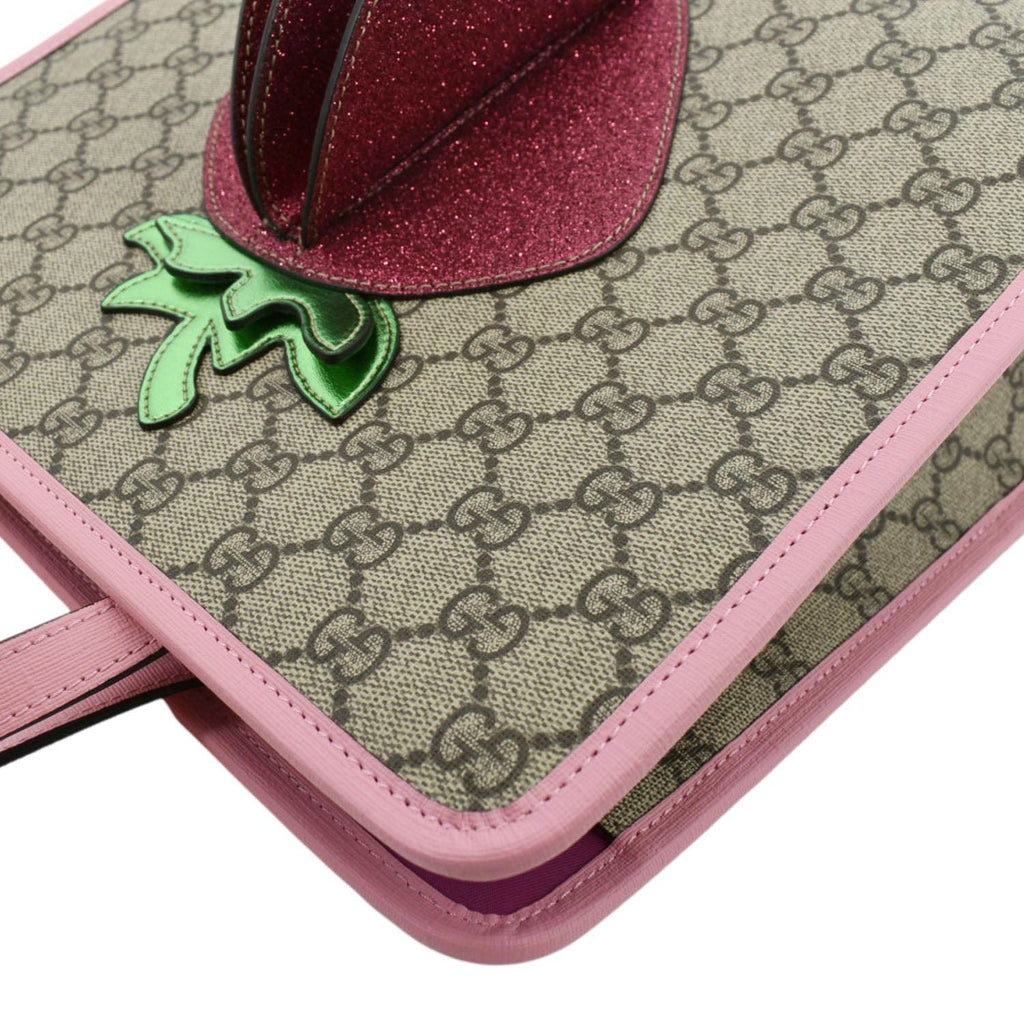 GUCCI Kids Strawberry GG Supreme Canvas Tote Bag Beige 630589