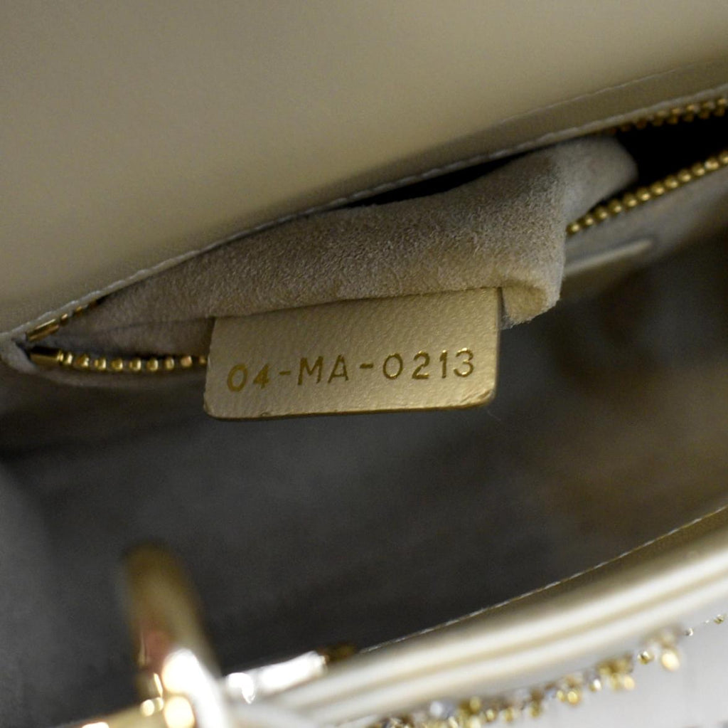 CHRISTIAN DIOR Mini Lady Dior Lambskin Leather Shoulder Bag Platinum Metallic