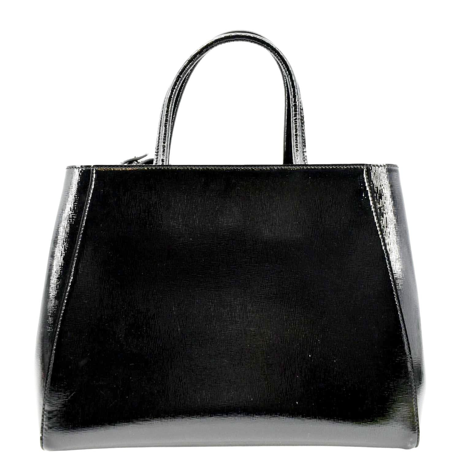 FENDI 2 Jours Patent Leather Shoulder Bag Black