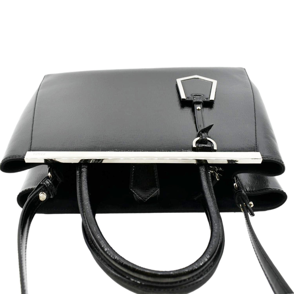 FENDI 2 Jours Patent Leather Shoulder Bag Black