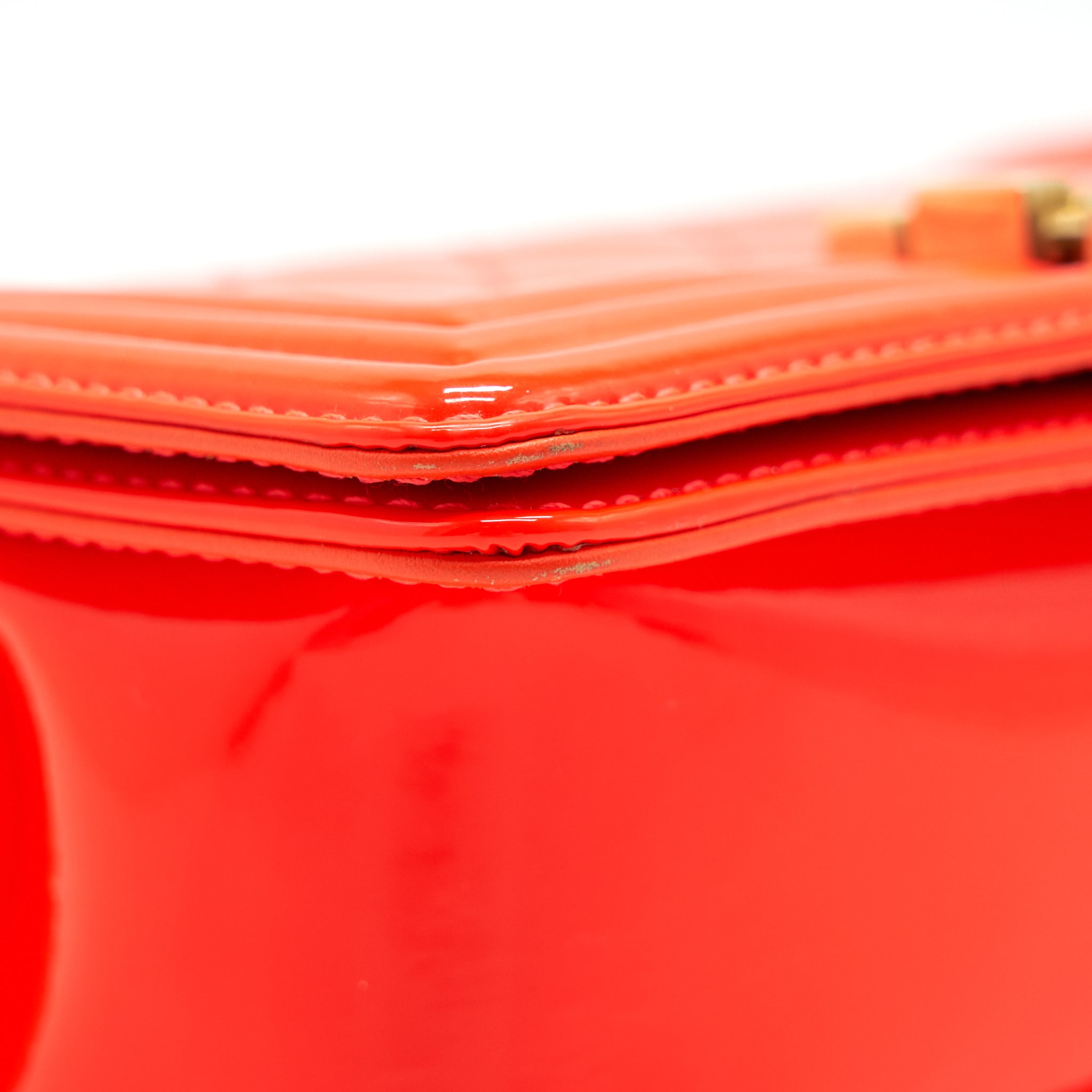 Chanel Small Boy Bag patent leather Bright Orange