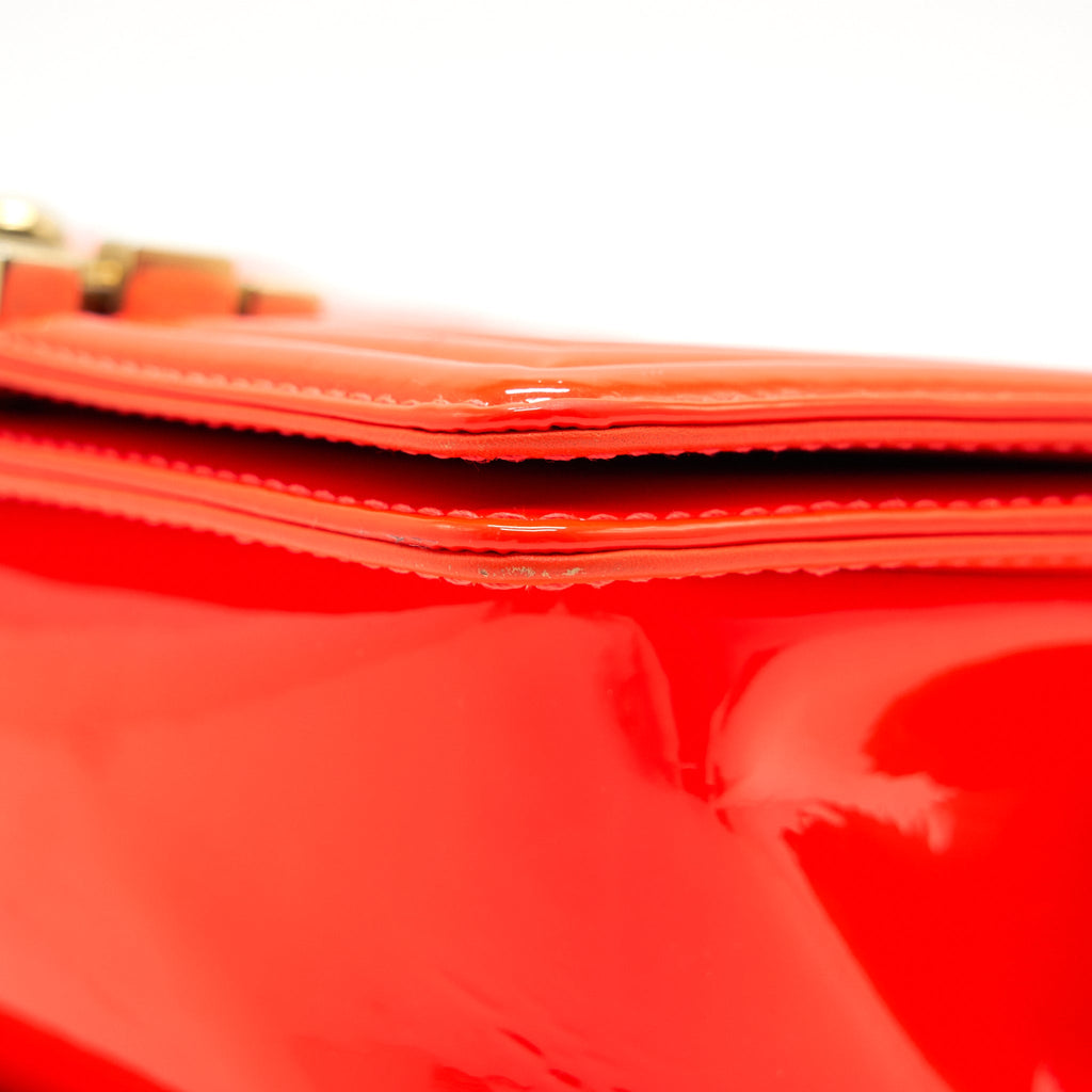 Chanel Small Boy Bag patent leather Bright Orange
