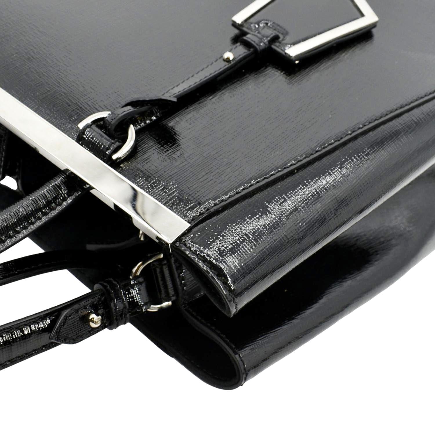 FENDI 2 Jours Patent Leather Shoulder Bag Black