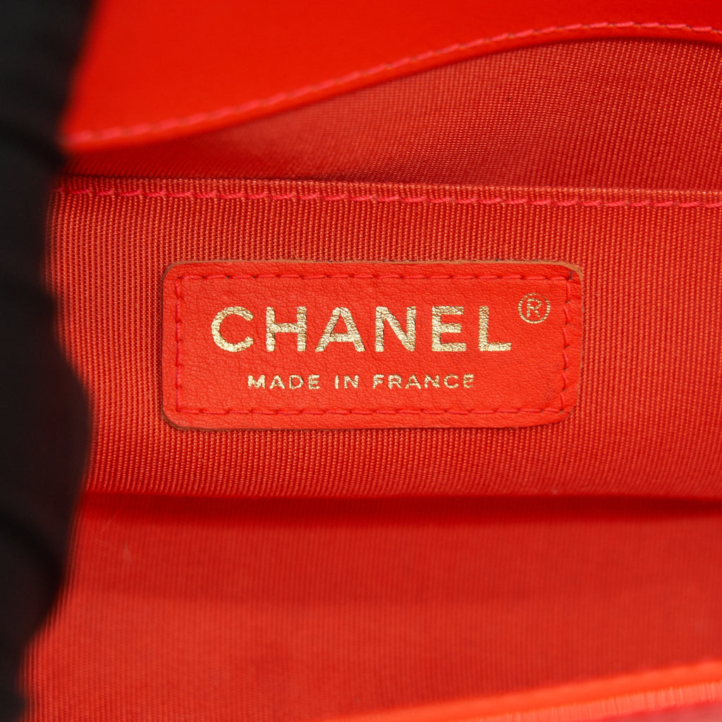 Chanel Small Boy Bag patent leather Bright Orange