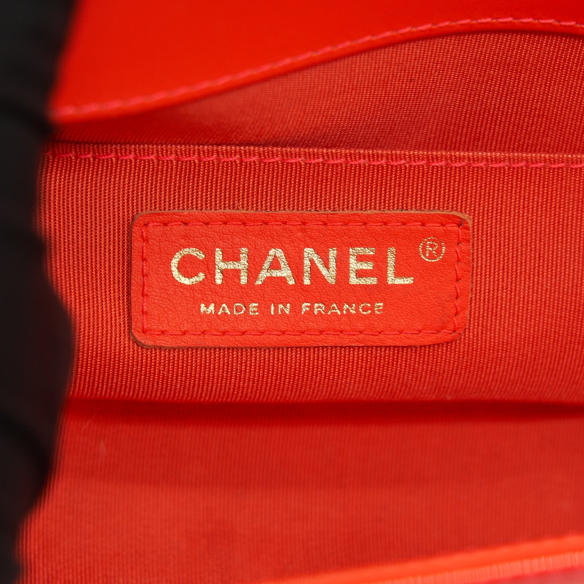 Chanel Small Boy Bag patent leather Bright Orange