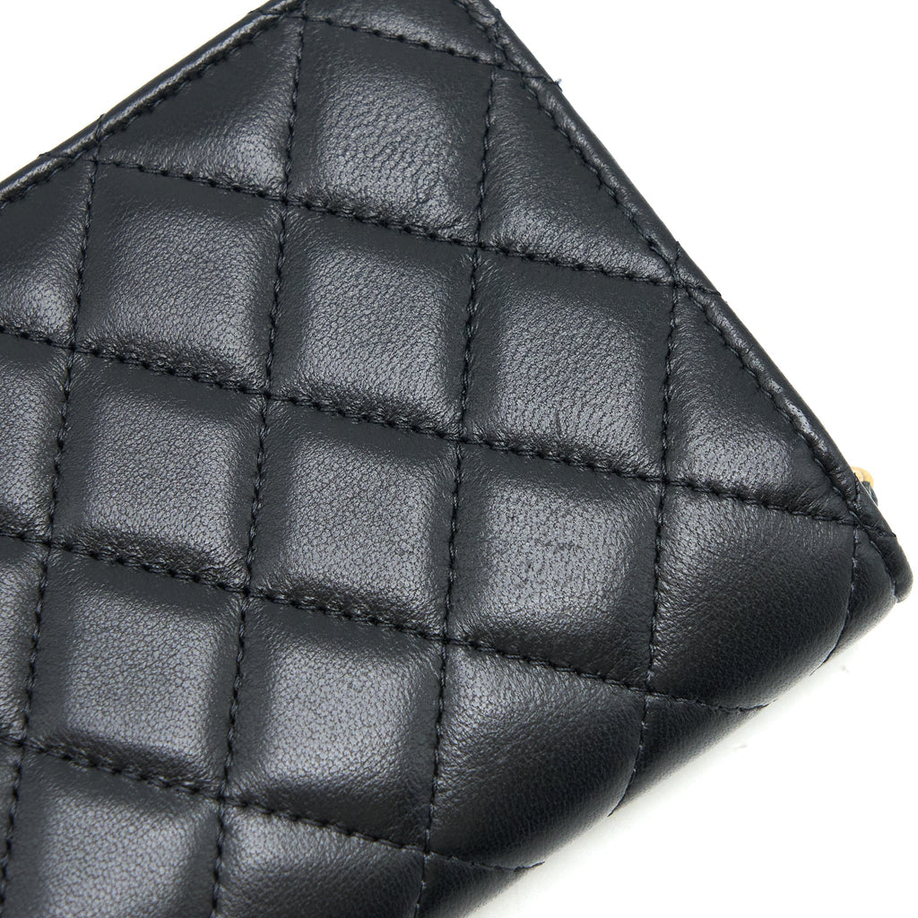 Chanel Pearl Crush Mini Flap Belt Bag with Chain Lambskin Black Brushed