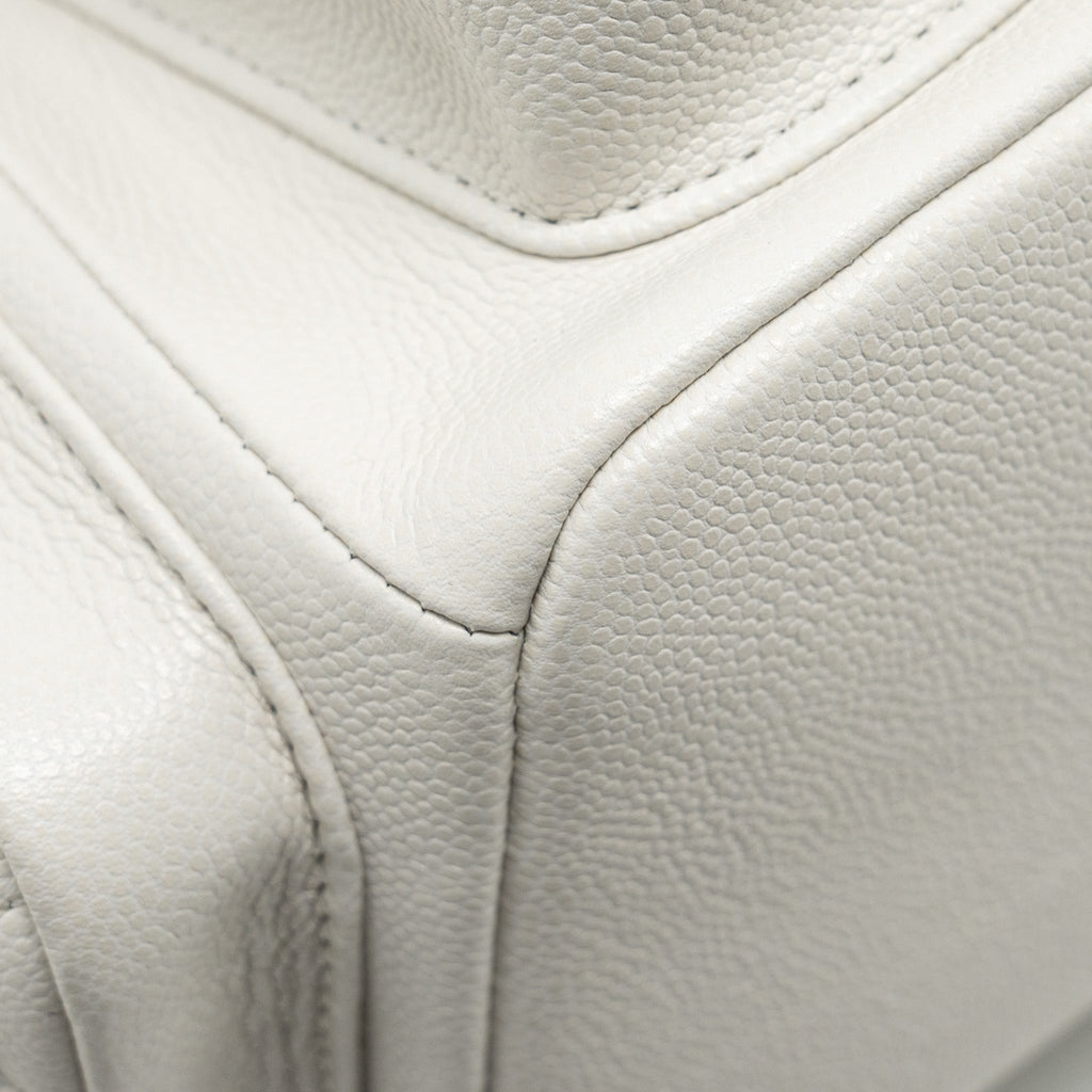Chanel 23K Triple Pocket Mini Backpack Caviar White L (Microchip)