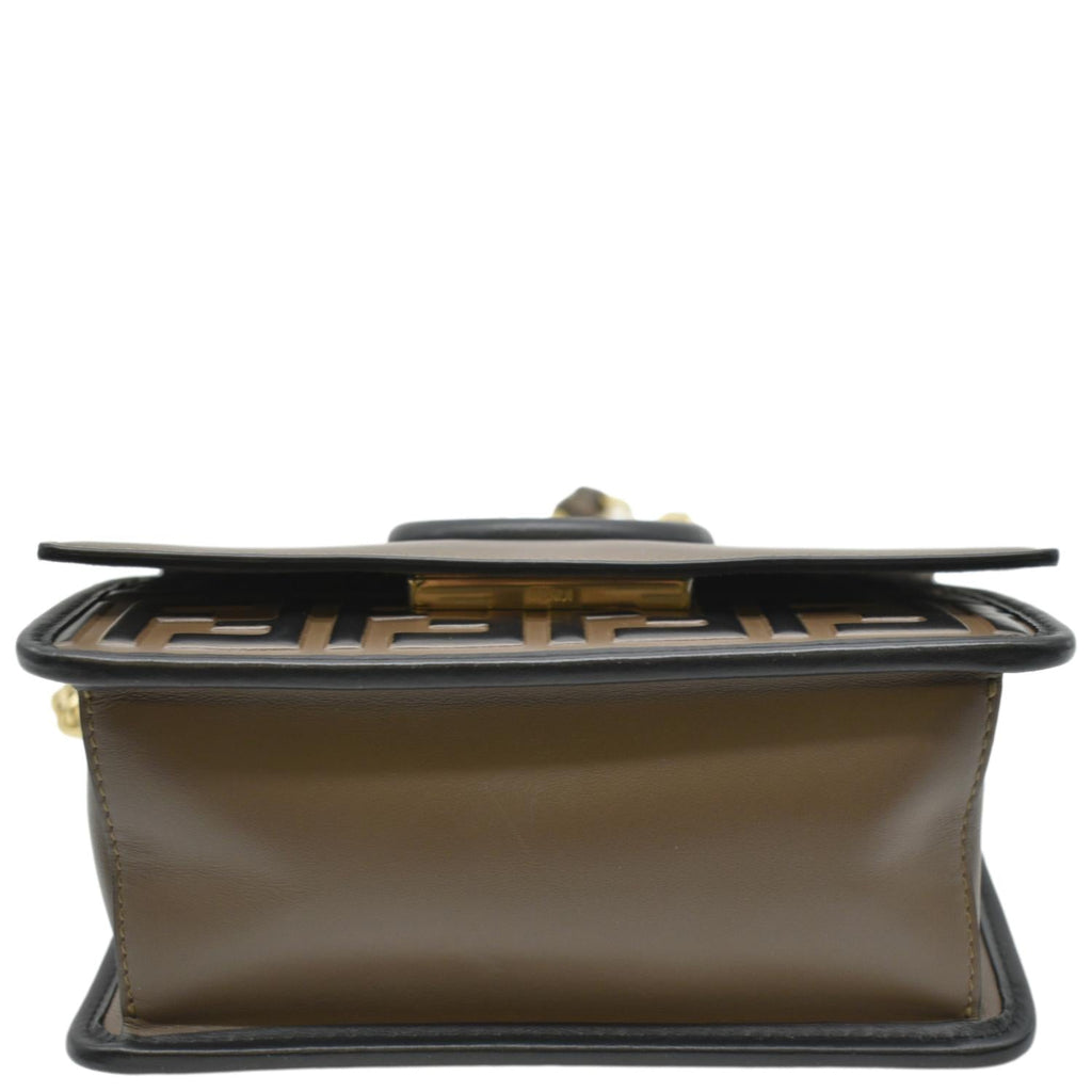 FENDI Kan I F Zucca Leather Shoulder Bag Brown