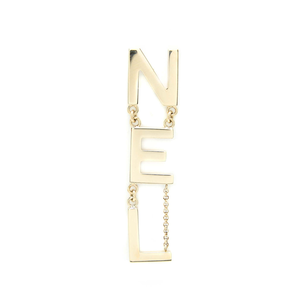 Chanel Giant Letter Drop Earrings Light Gold Tone