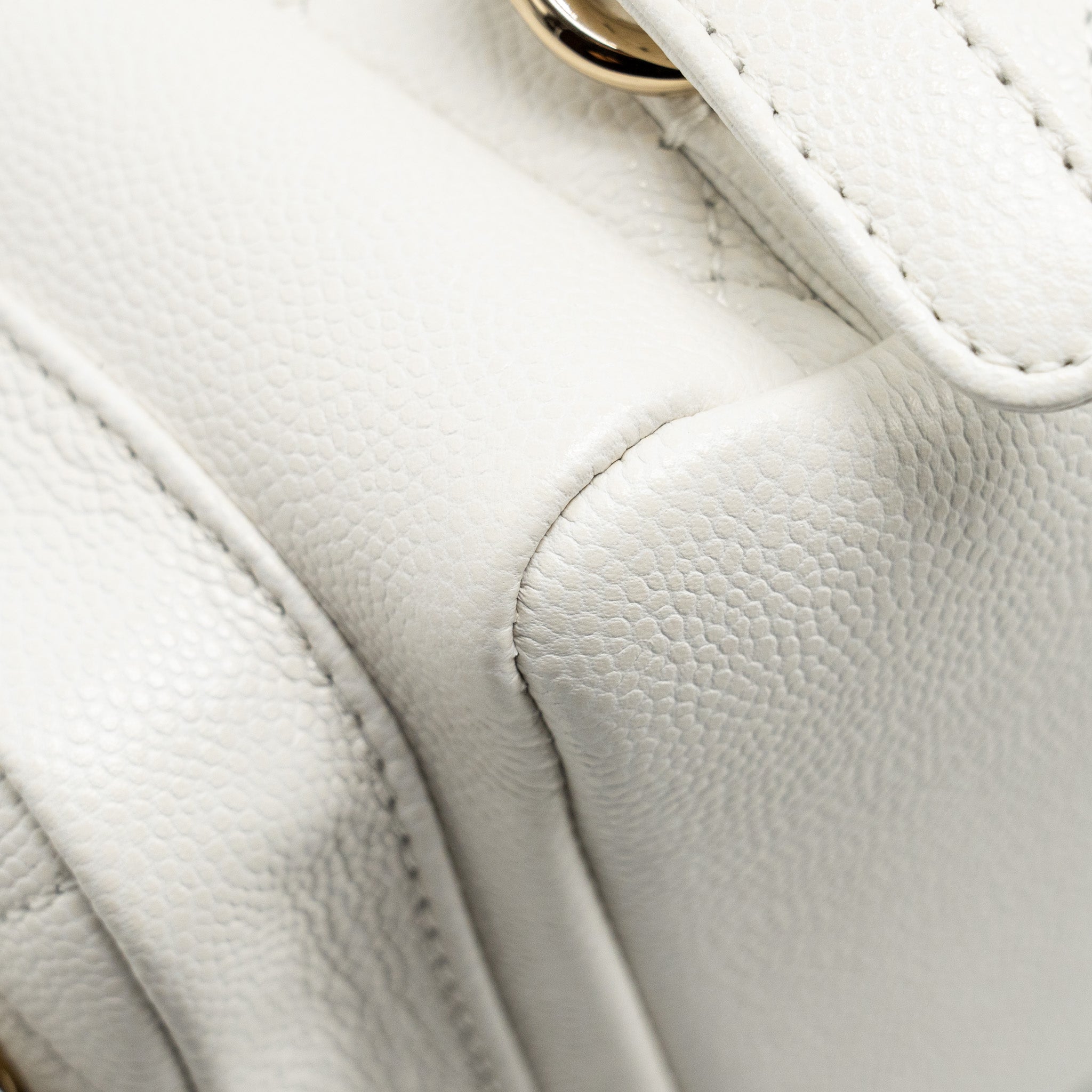 Chanel 23K Triple Pocket Mini Backpack Caviar White L (Microchip)