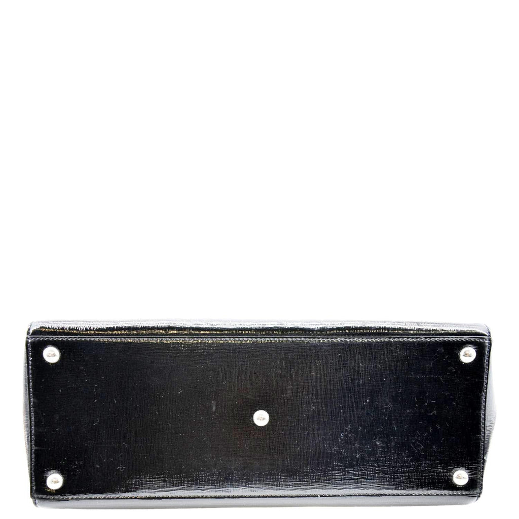 FENDI 2 Jours Patent Leather Shoulder Bag Black