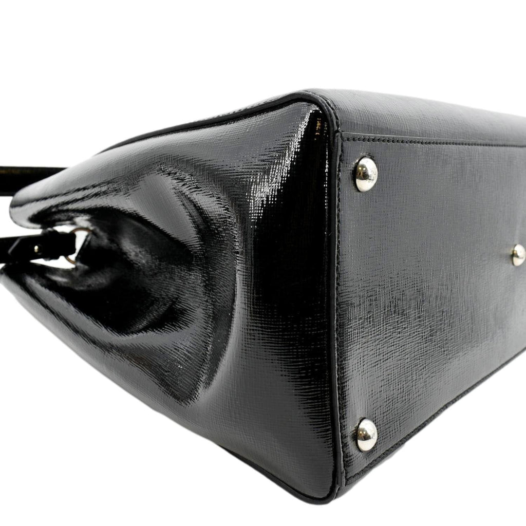 FENDI 2 Jours Patent Leather Shoulder Bag Black