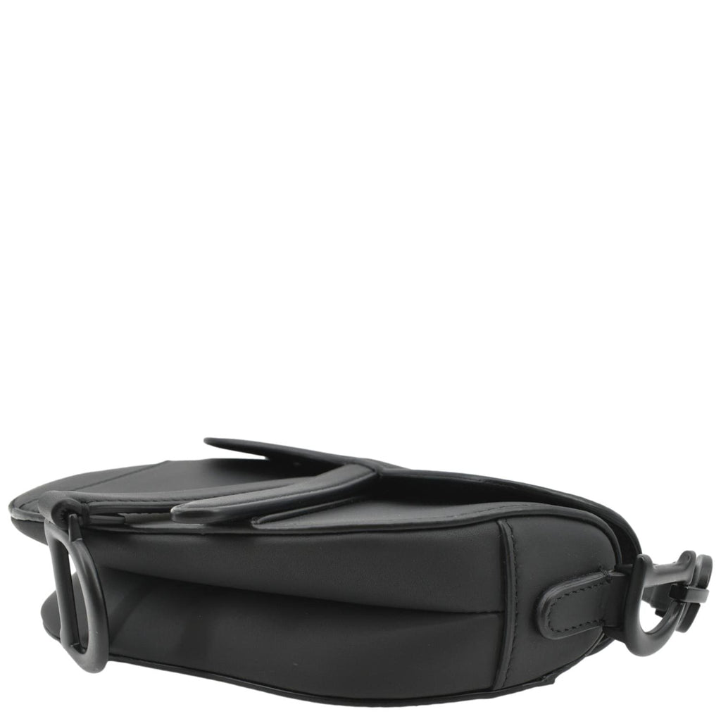 CHRISTIAN DIOR Saddle Calfskin Leather Satchel Bag Black