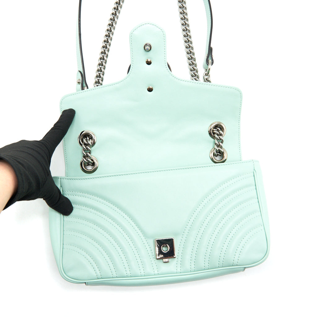 Gucci Small GG marmont bag light green SHW