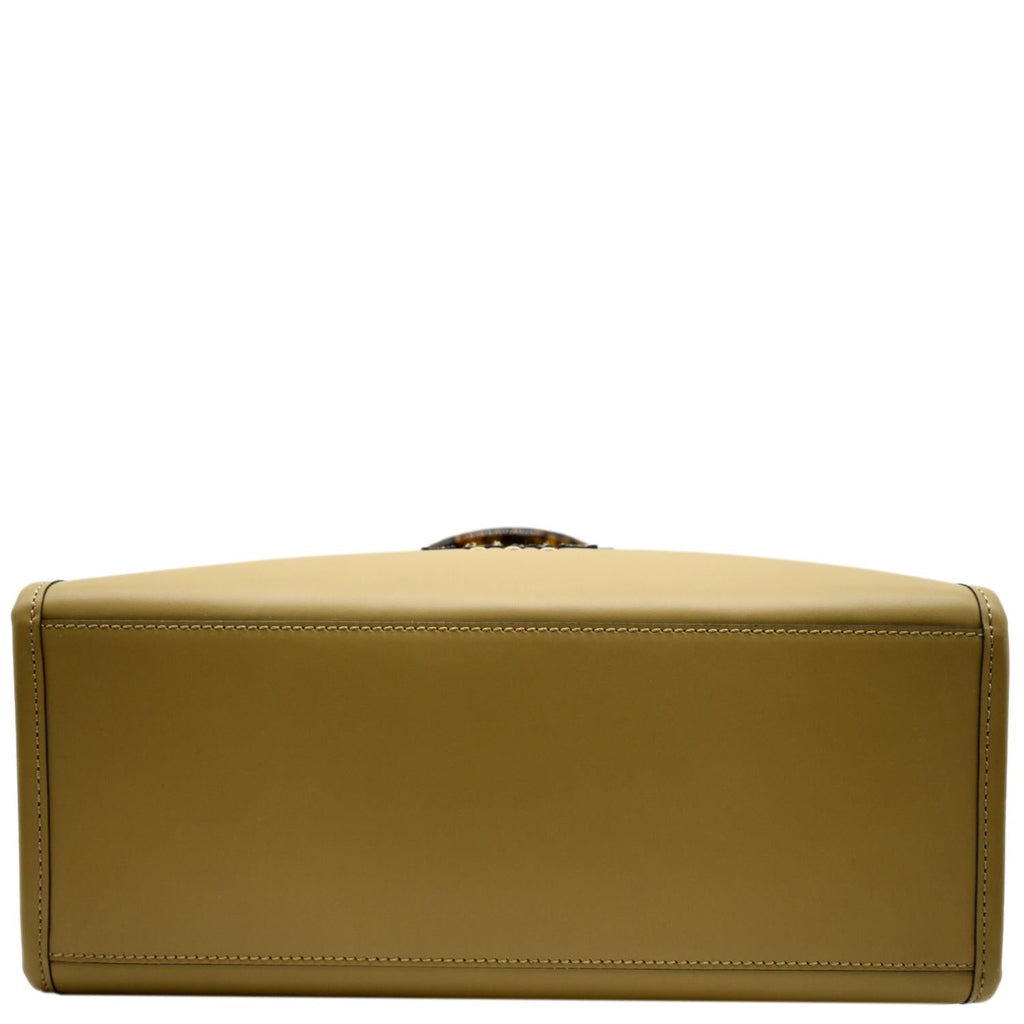 FENDI Sunshine Plexiglass Leather Shopper Tote Bag Tan