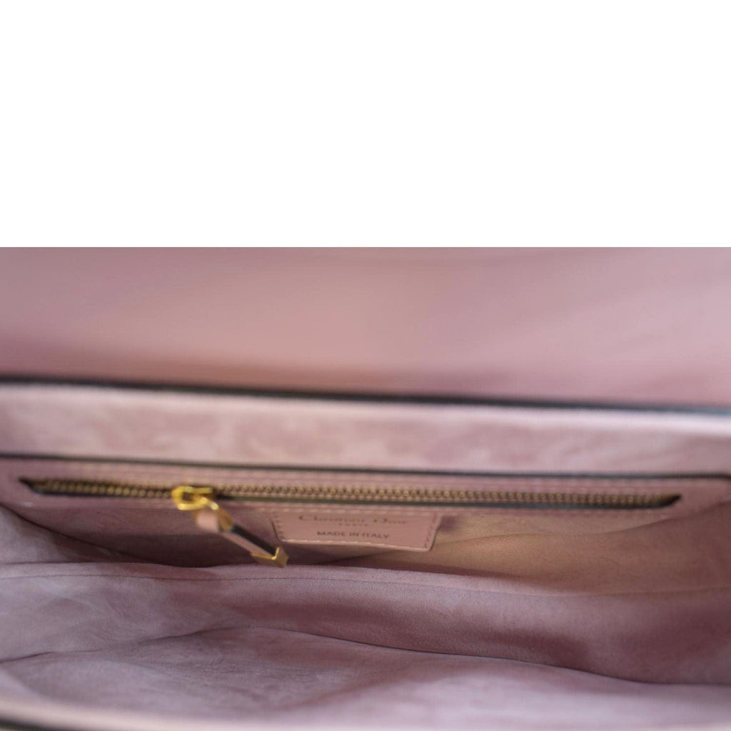 CHRISTIAN DIOR Saddle Smooth Calfskin Leather Satchel Shoulder Bag Antique Pink