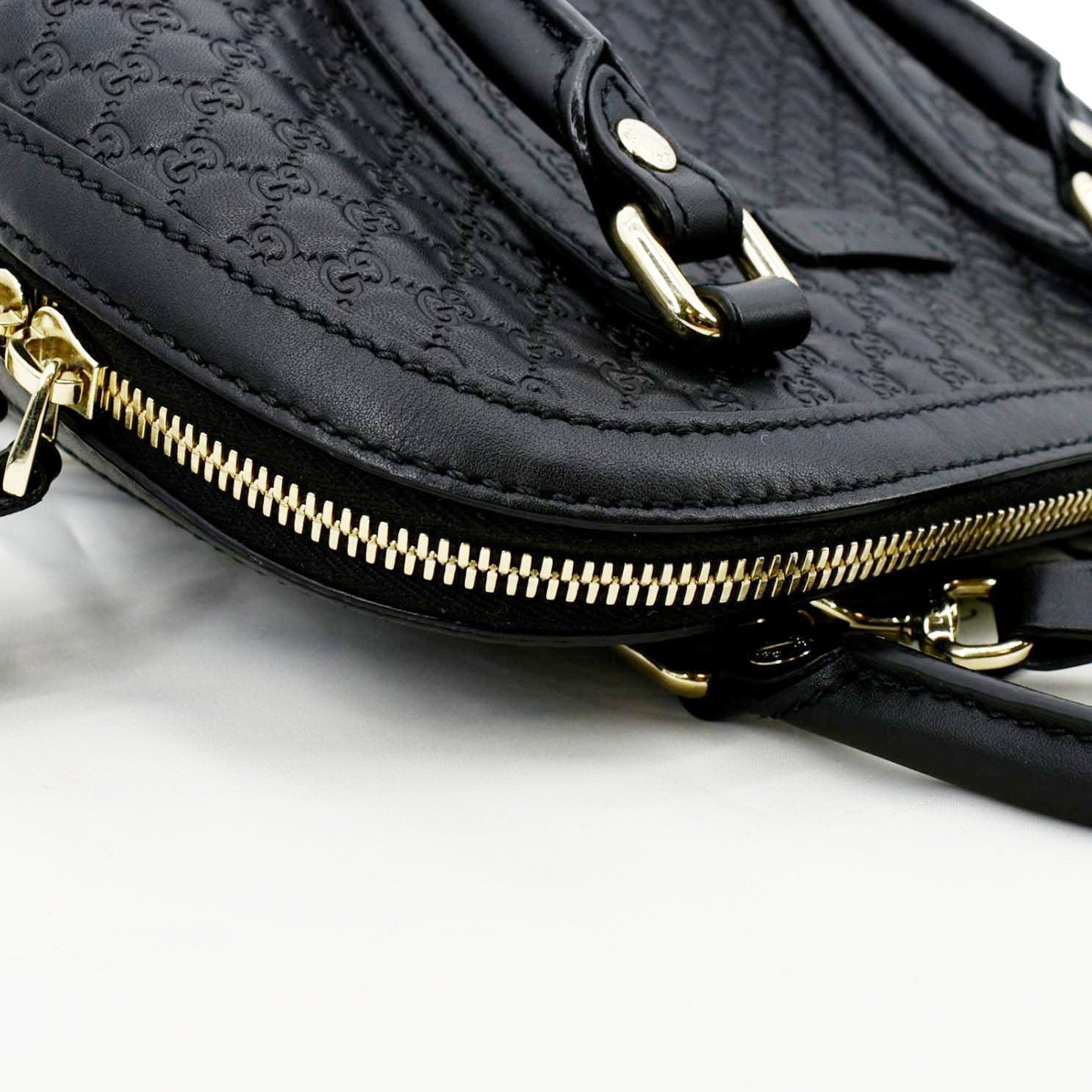 GUCCI Mini Dome Leather Crossbody Bag Black 449654