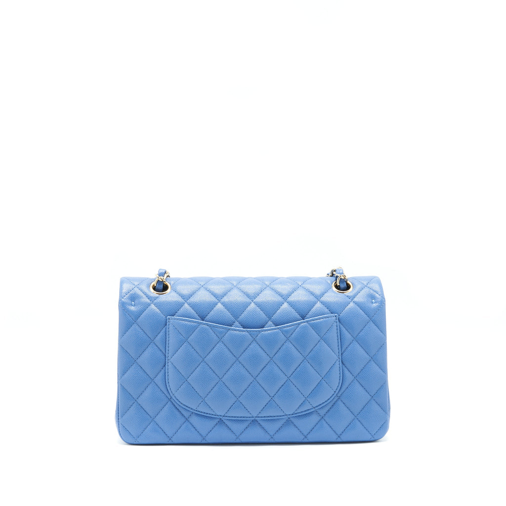 Chanel Medium Classic Double Flap 25cm Blue Caviar L