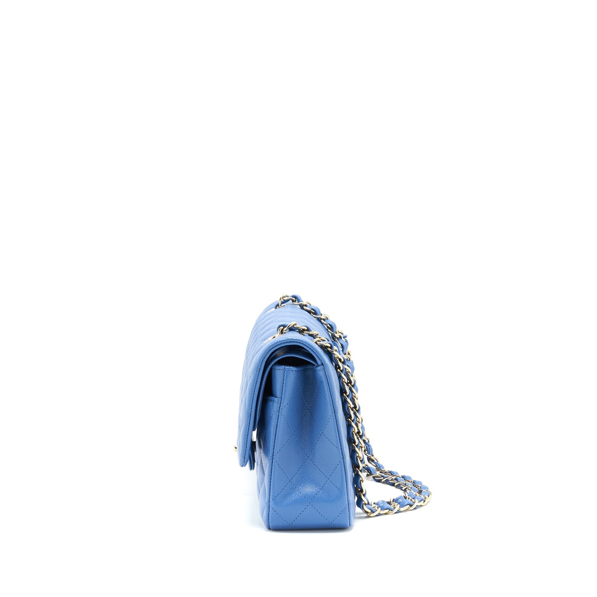 Chanel Medium Classic Double Flap 25cm Blue Caviar L