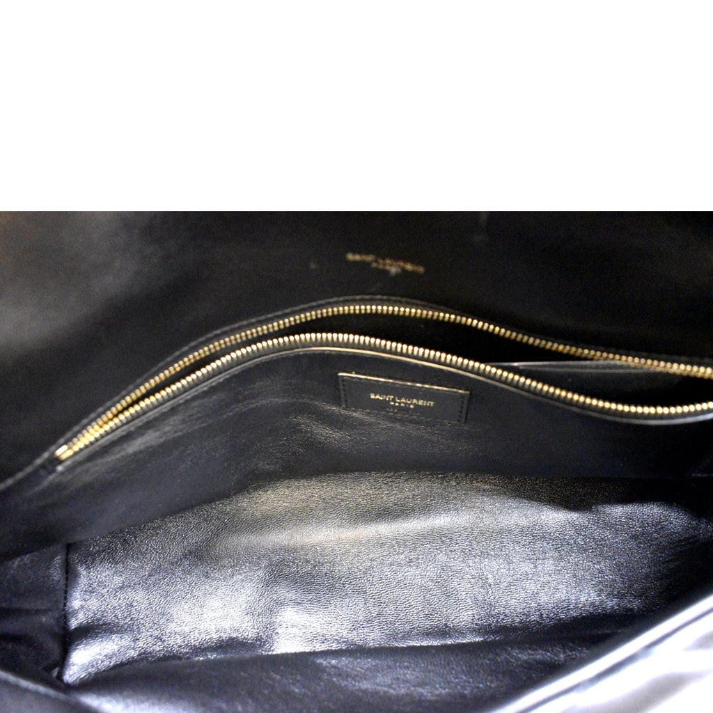 YVES SAINT LAURENT Sade Large Quilted Leather Clutch Bag Black