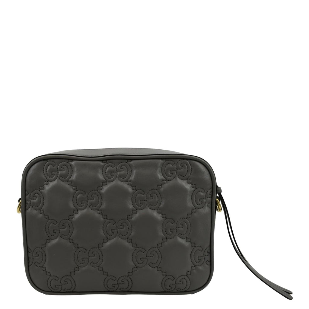 GUCCI GG Matelasse Small Leather Crossbody Bag Dusty Grey 702234