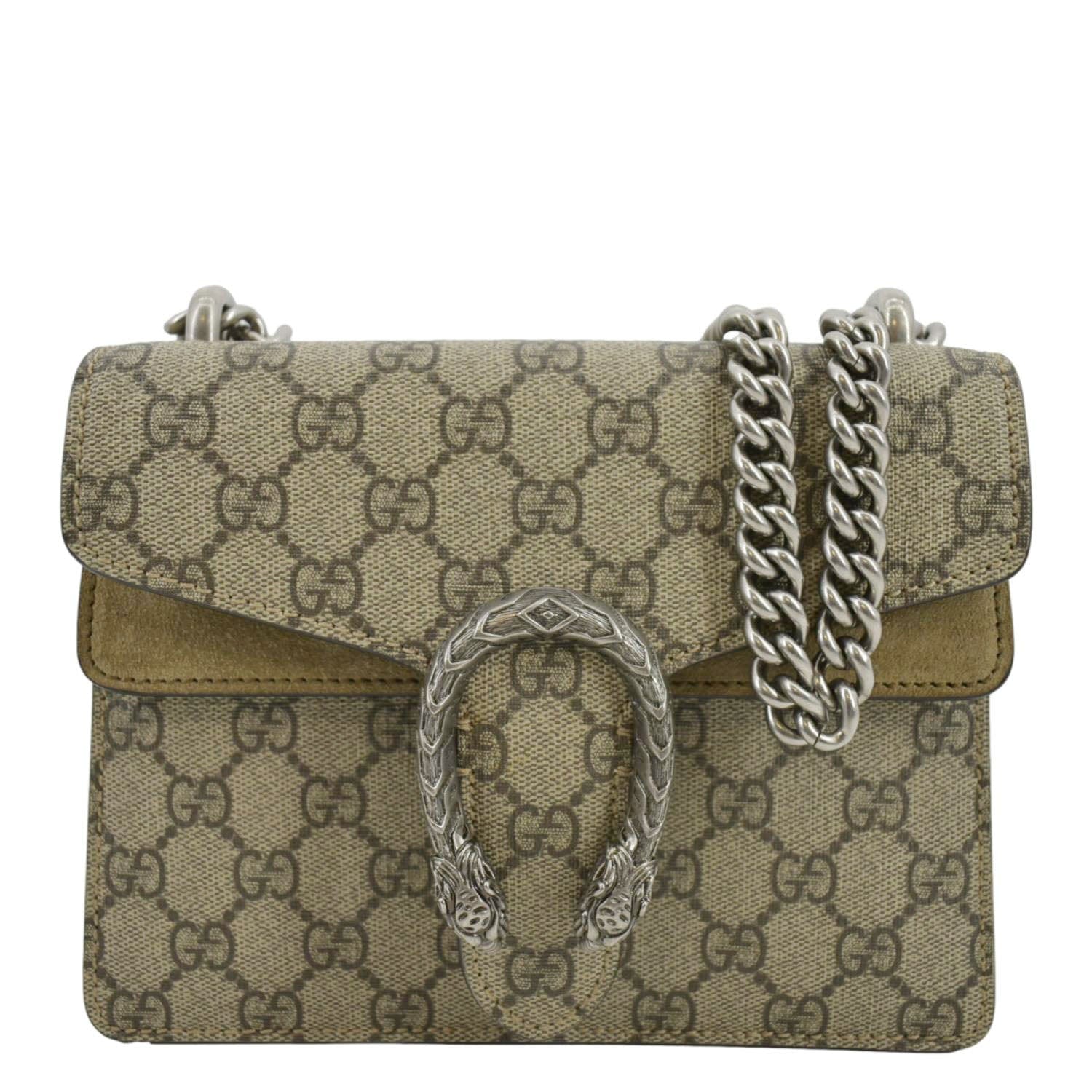 GUCCI Dionysus Mini GG Supreme Canvas Crossbody Bag Beige 421970