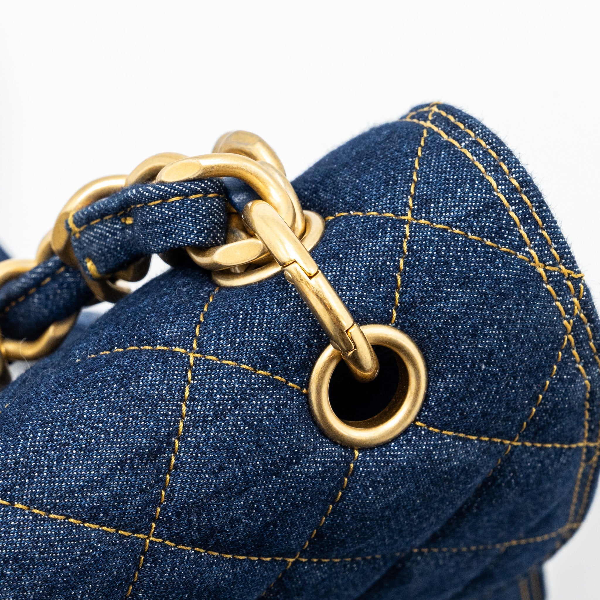 Chanel 23S flap backpack denim blue with  (microchip)