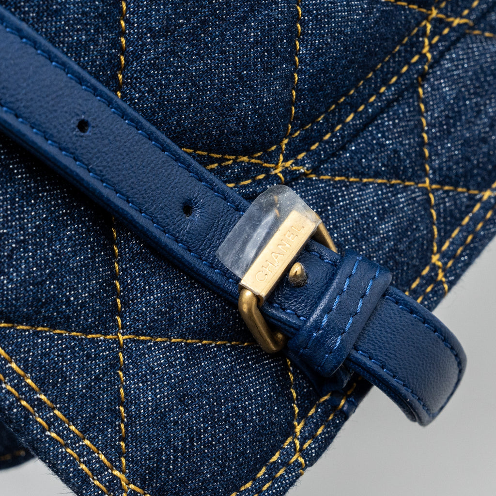 Chanel 23S flap backpack denim blue with  (microchip)