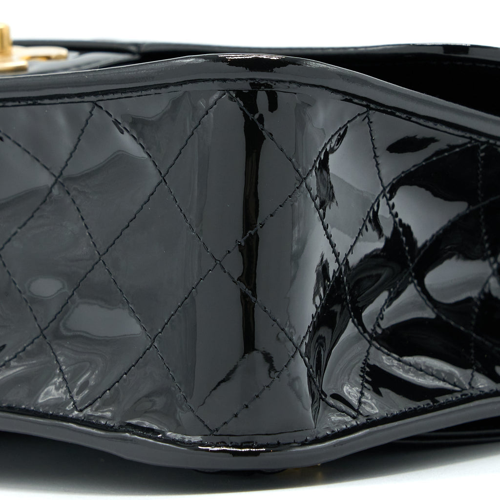 Chanel 22K Large Backpack Patent Black Brushed  (Microchip)