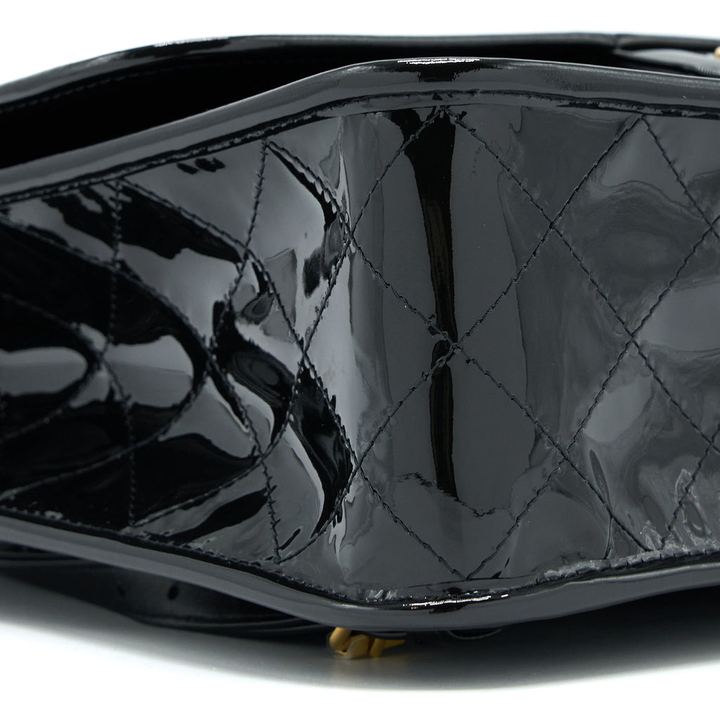 Chanel 22K Large Backpack Patent Black Brushed  (Microchip)