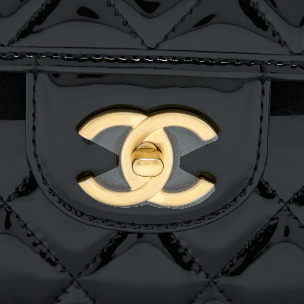 Chanel 22K Large Backpack Patent Black Brushed  (Microchip)