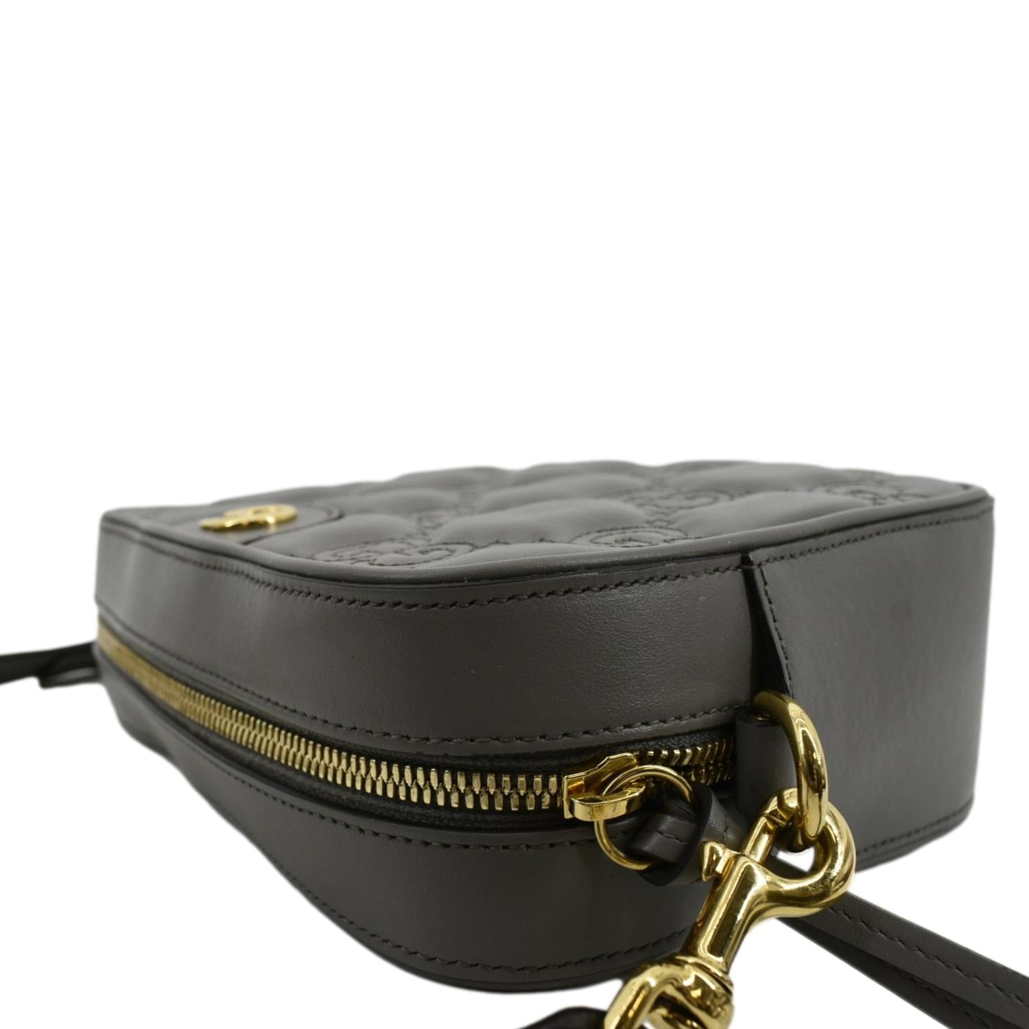 GUCCI GG Matelasse Small Leather Crossbody Bag Dusty Grey 702234
