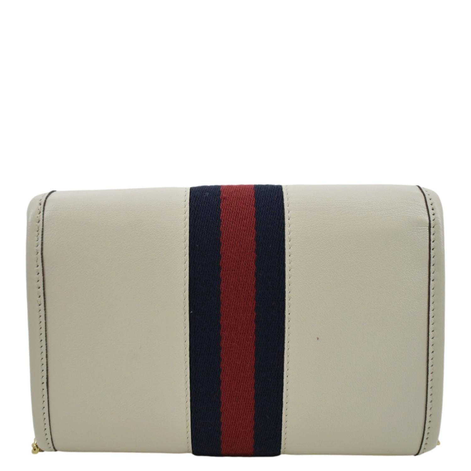 GUCCI Rajah Mini Leather Chain Shoulder Bag White 573797