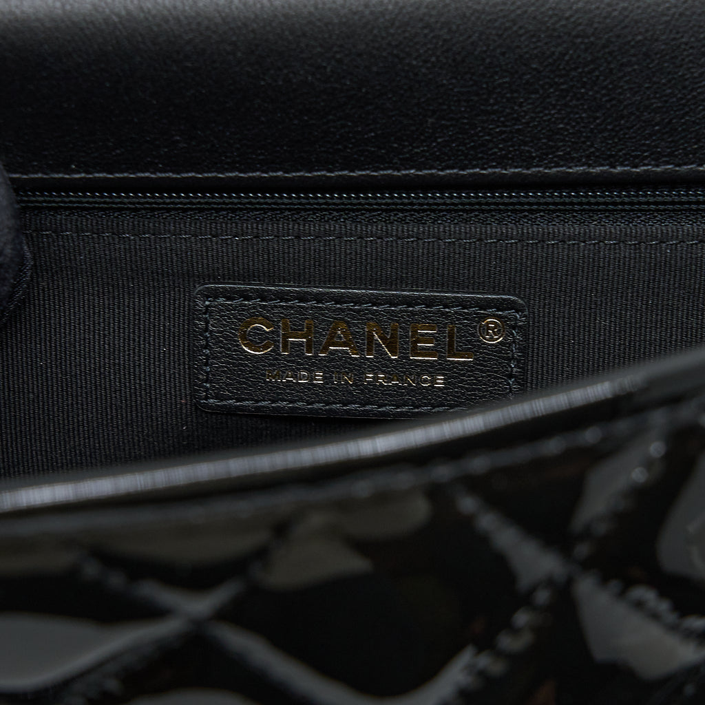 Chanel 22K Large Backpack Patent Black Brushed  (Microchip)