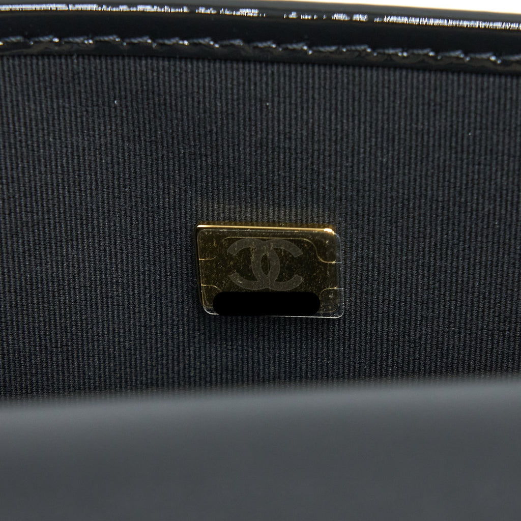 Chanel 22K Large Backpack Patent Black Brushed  (Microchip)