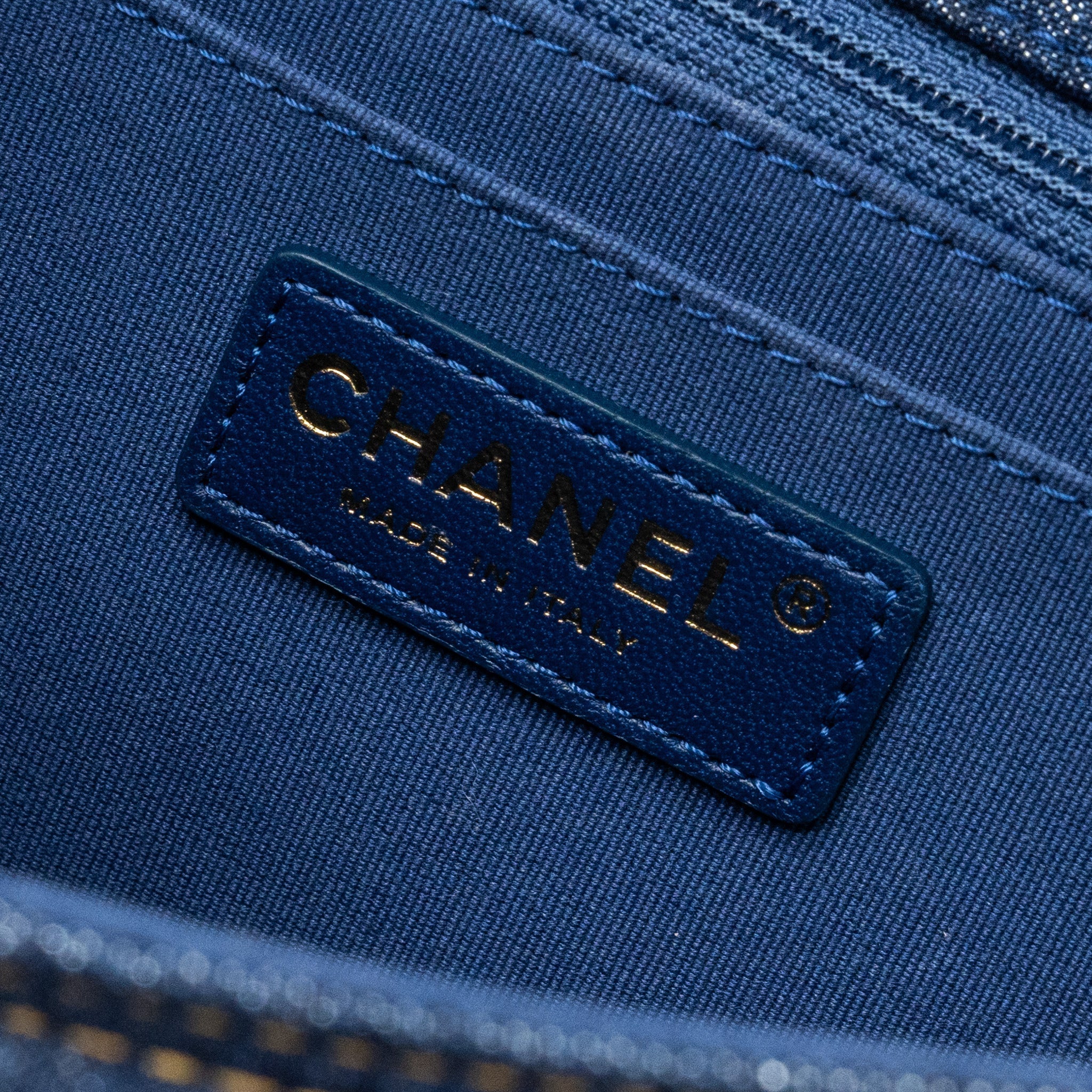 Chanel 23S flap backpack denim blue with  (microchip)