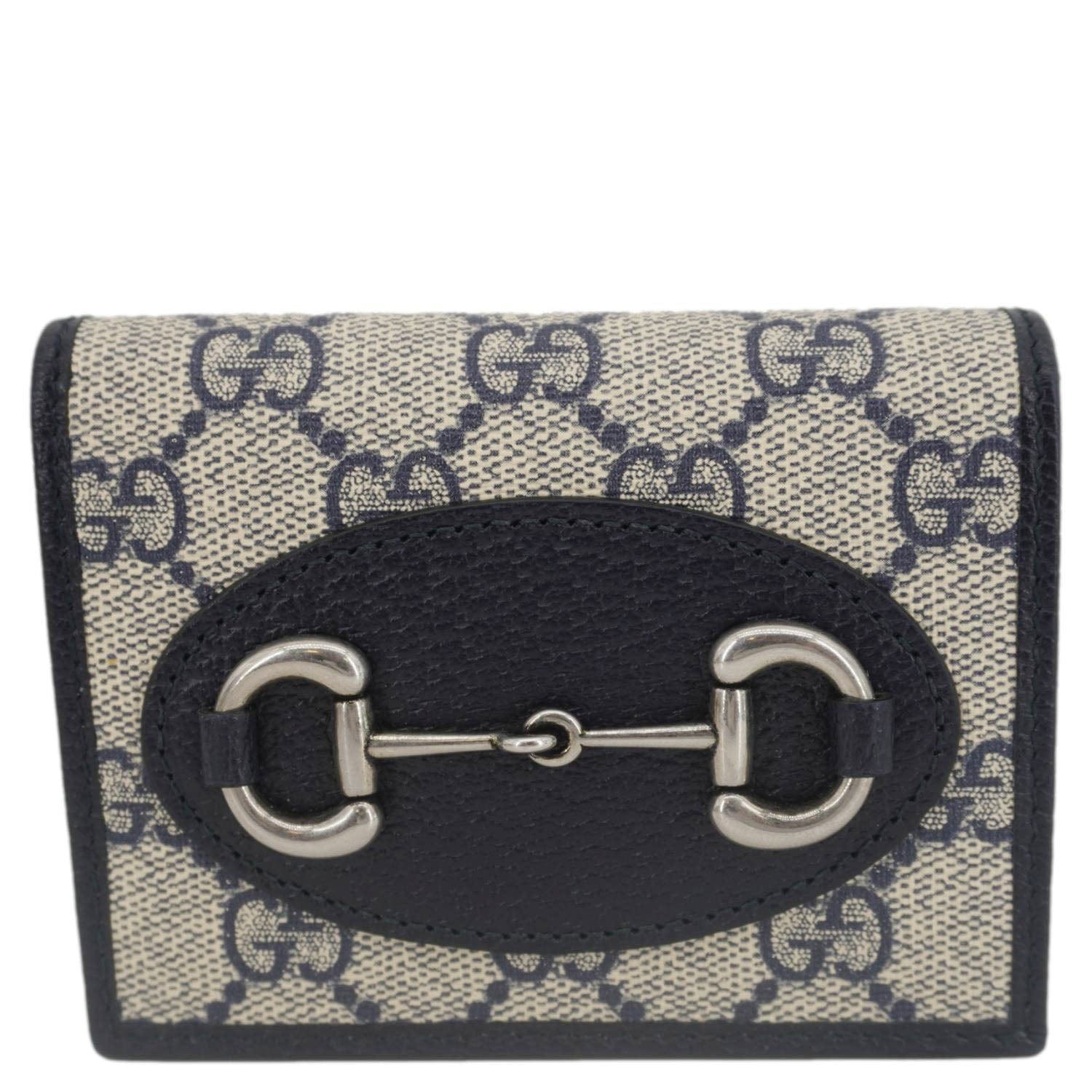GUCCI Horsebit 1955 GG Supreme Canvas  Case Wallet Beige 621887