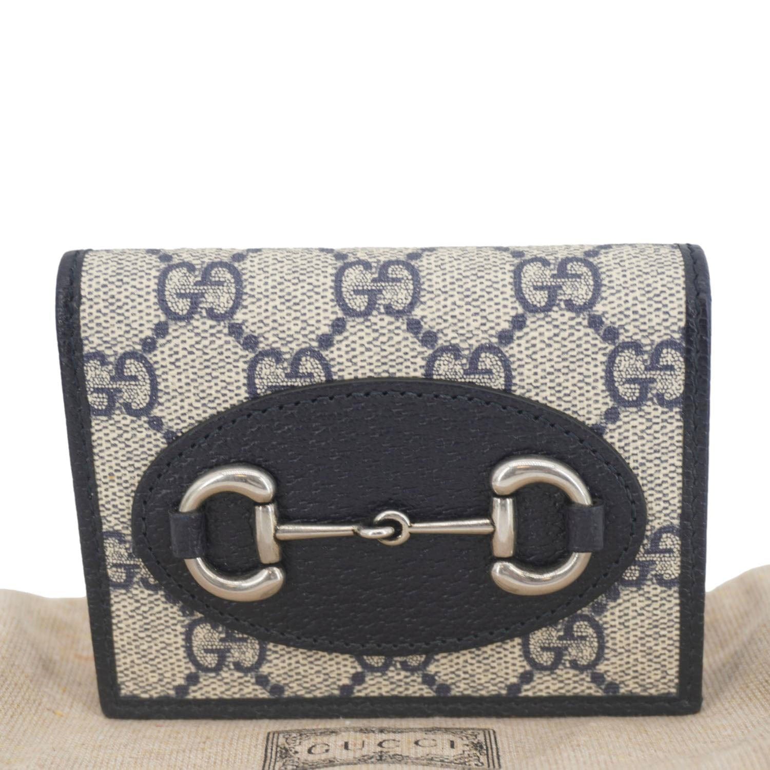 GUCCI Horsebit 1955 GG Supreme Canvas  Case Wallet Beige 621887