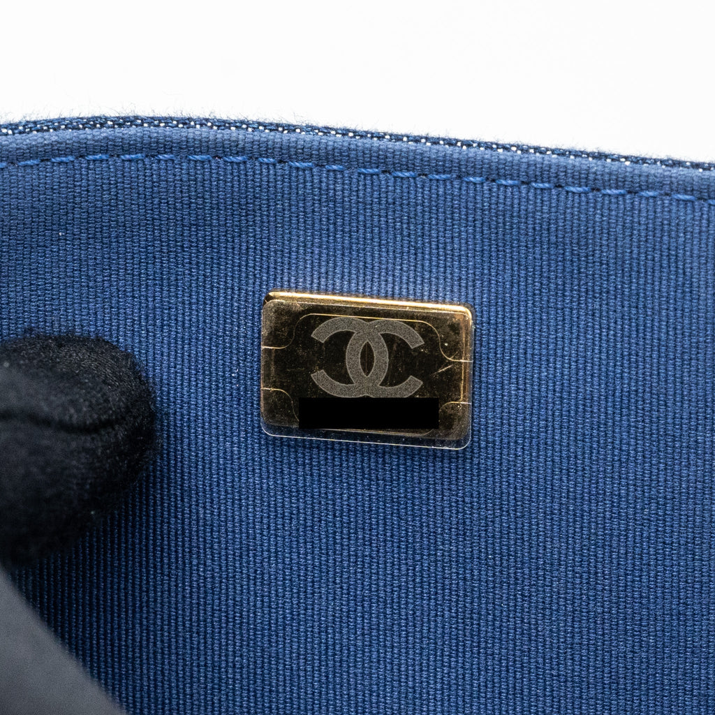 Chanel 23S flap backpack denim blue with  (microchip)