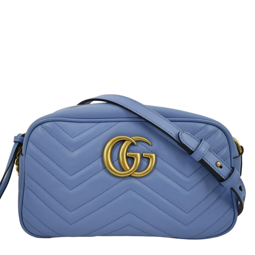 GUCCI GG Marmont Matelasse Leather Crossbody Bag Light Blue 447632