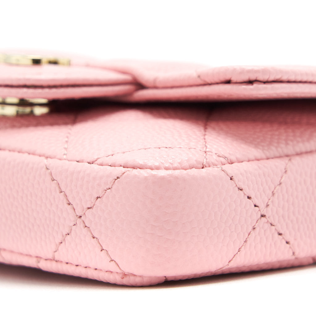 Chanel 22P Mini Flap Belt Bag/ Holder Caviar Light Pink L