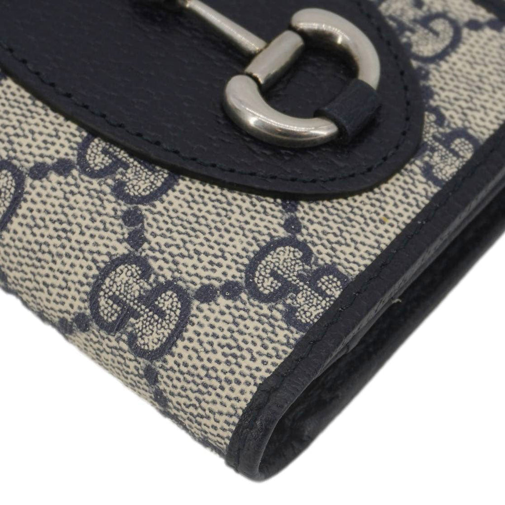 GUCCI Horsebit 1955 GG Supreme Canvas  Case Wallet Beige 621887