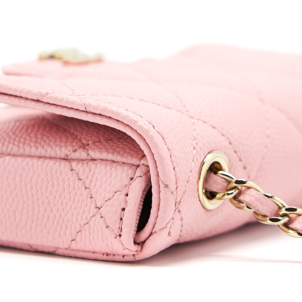 Chanel 22P Mini Flap Belt Bag/ Holder Caviar Light Pink L
