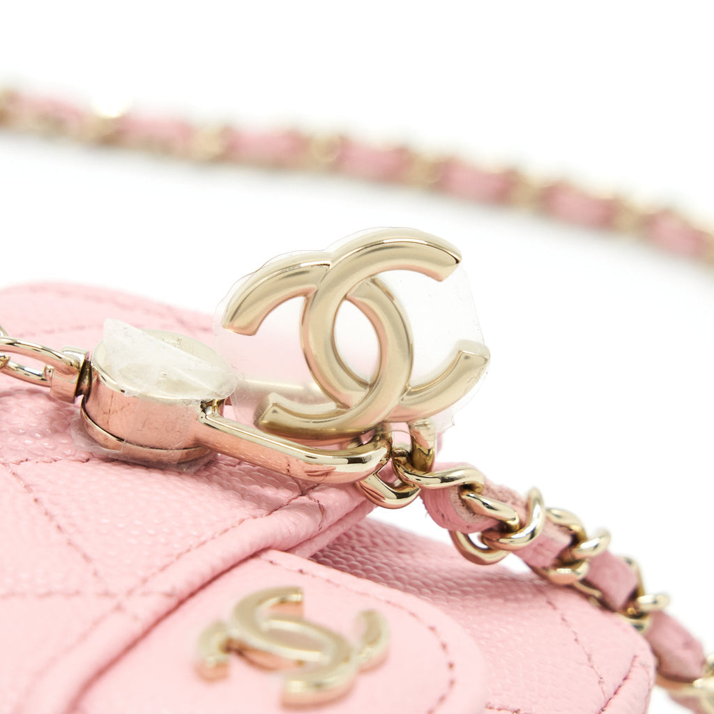 Chanel 22P Mini Flap Belt Bag/ Holder Caviar Light Pink L