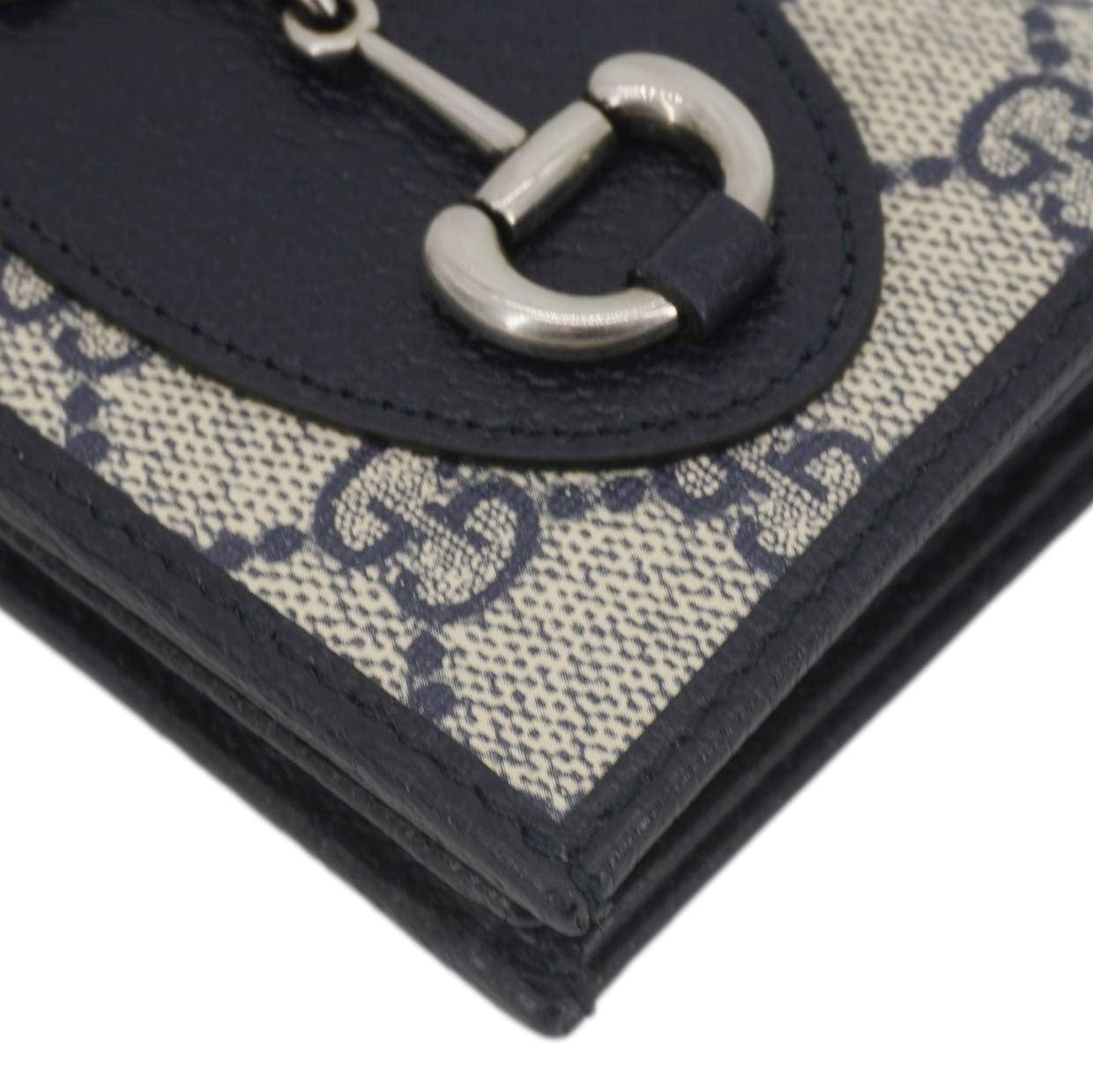GUCCI Horsebit 1955 GG Supreme Canvas  Case Wallet Beige 621887
