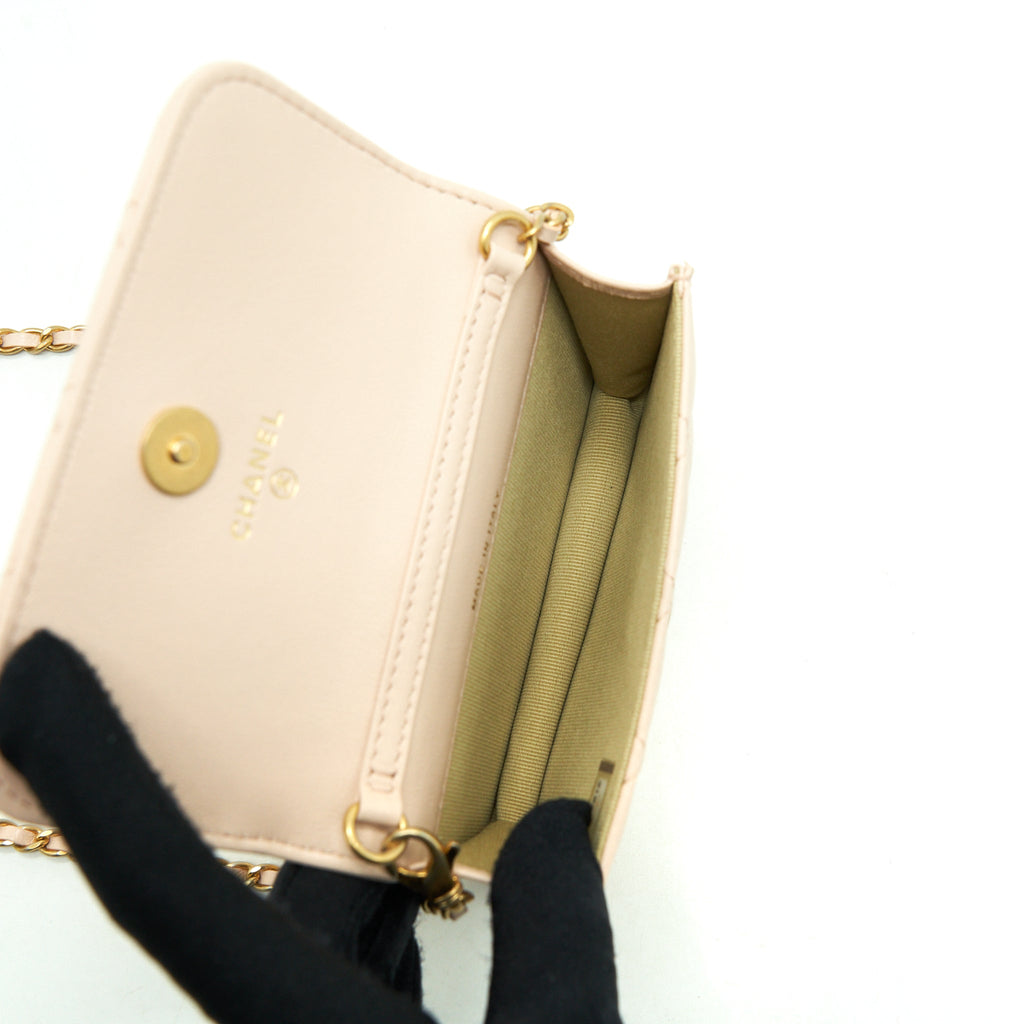Chanel Pearl Crush Mini Flap Belt Bag Lambskin Light Pink